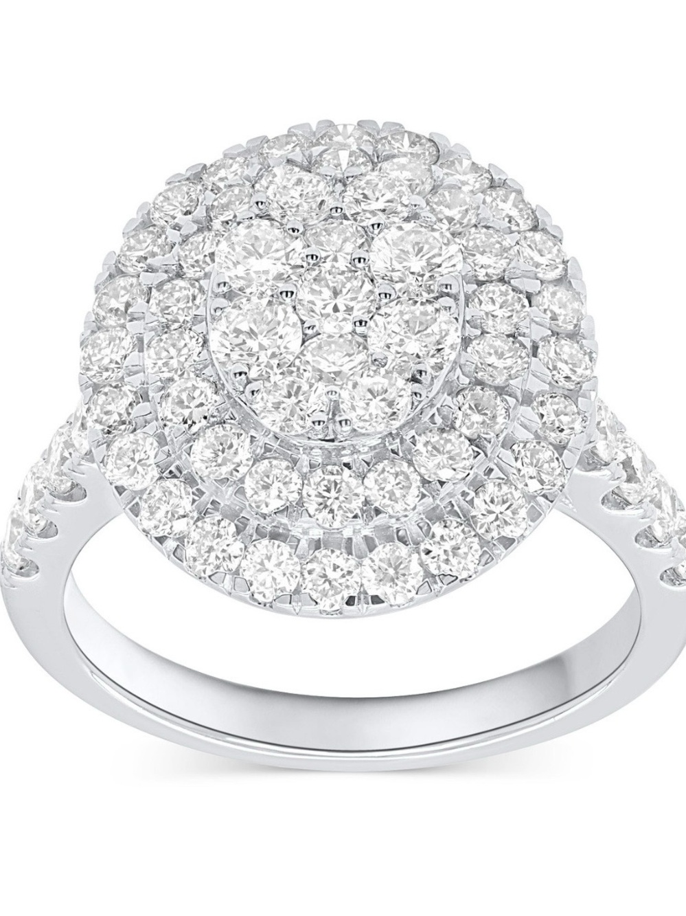 Macy's sterling silver Multi-Halo Ring with Clear lab grown diamonds